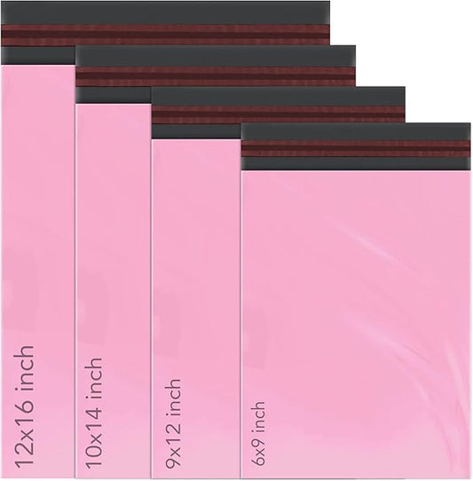 100 Mixed Size Baby Pink Mailing Bags 25x4 Small to Large Self Seal Waterproof Poly Bag Large Parcel Postal Shipping Bag Postage